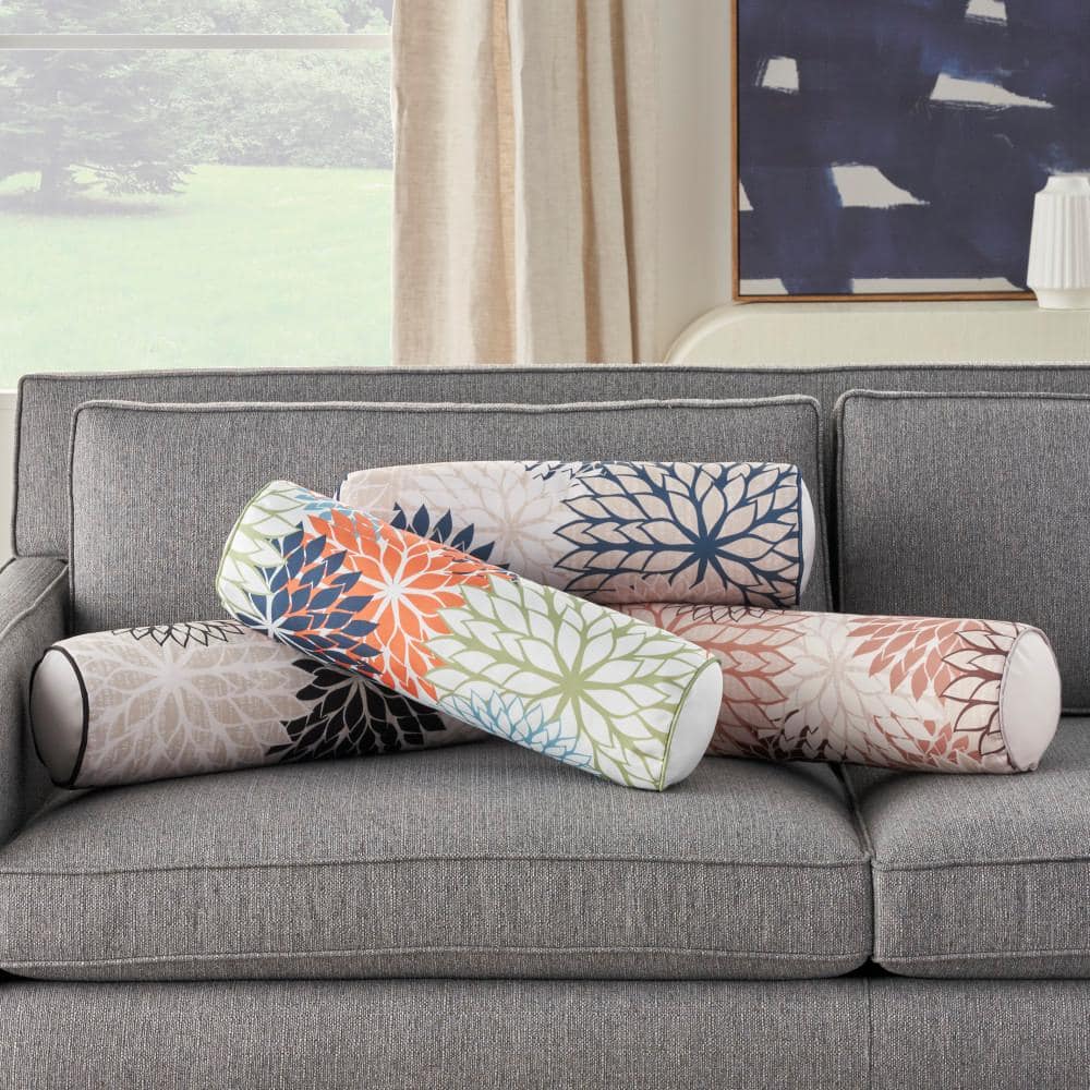 Aloha Multicolor Floral 6" x 20" Outdoor Bolster Pillow