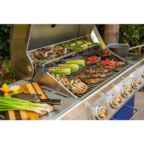 Nexgrill 4-Burner Propane Gas Grill in Stainless Steel with Side