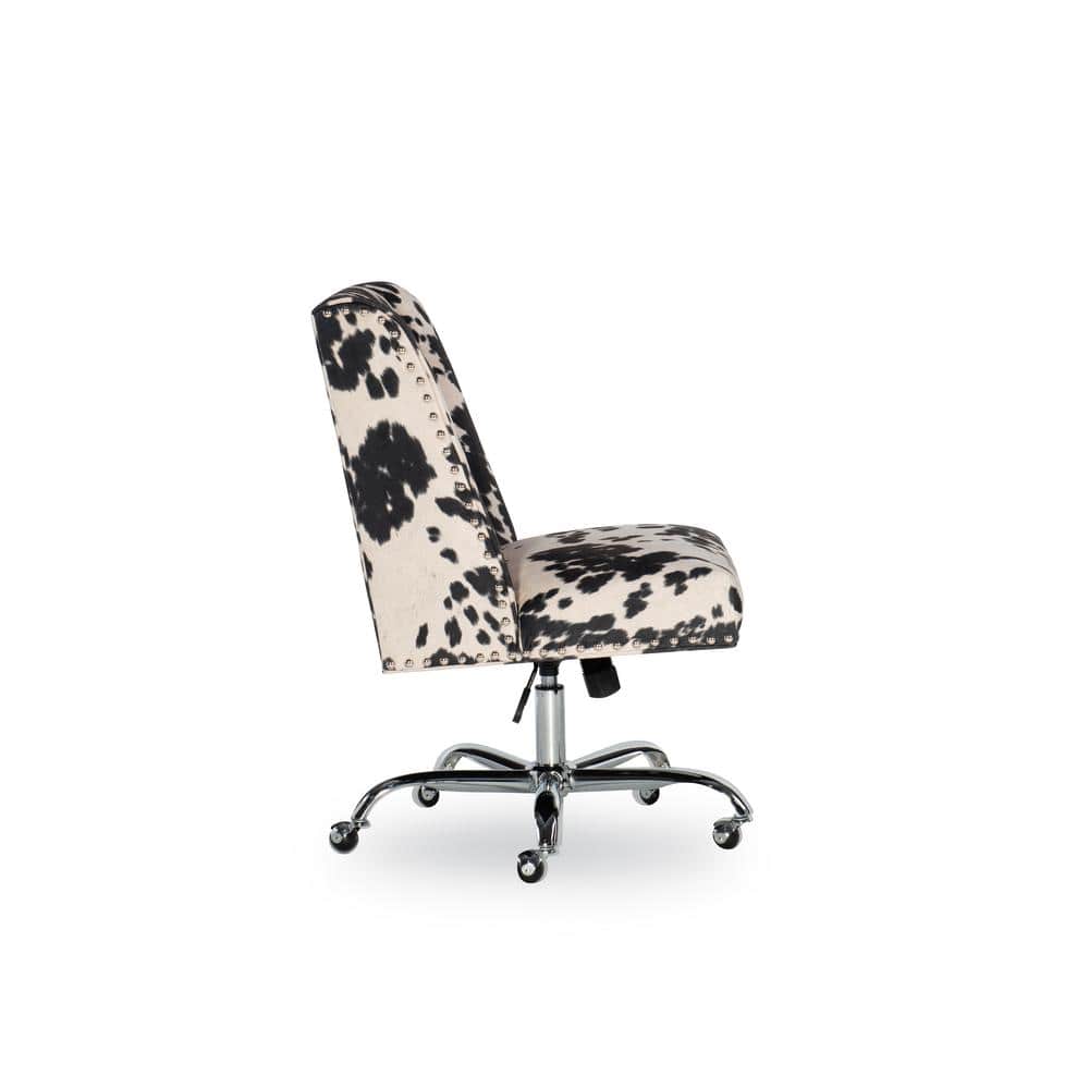 Draper Executive Swivel Office Chair in Black & White Cowhide Print