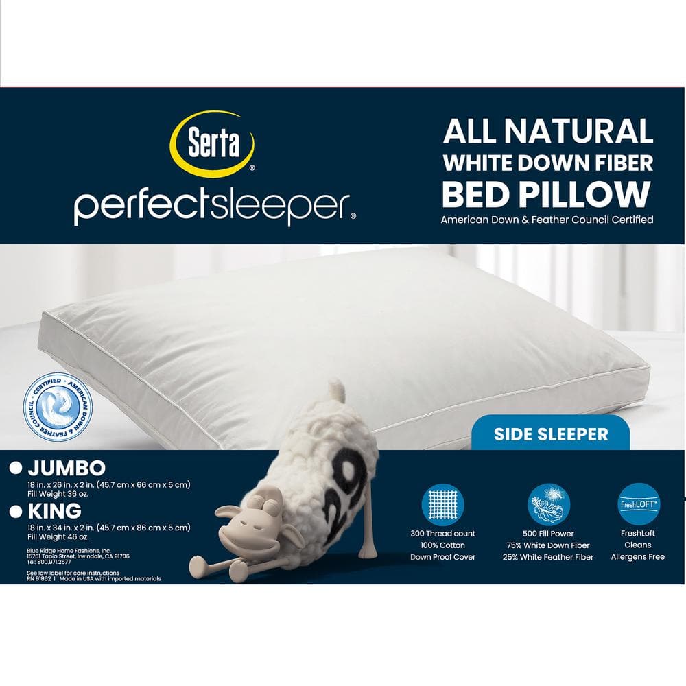King Size White Hypoallergenic Cotton Fill Bed Pillow Set
