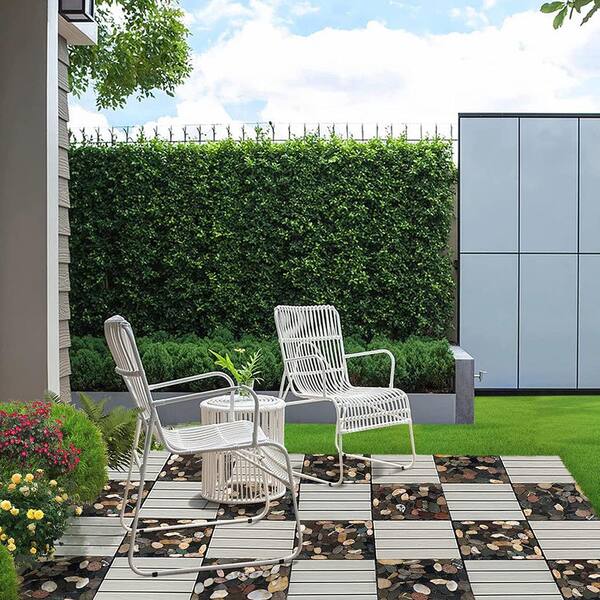 1 ft. x 1 ft. Natural Real Stone Interlocking Indoor Outdoor Floor Deck Tiles in Polished Sliced Mixed Color(4 Per Case)