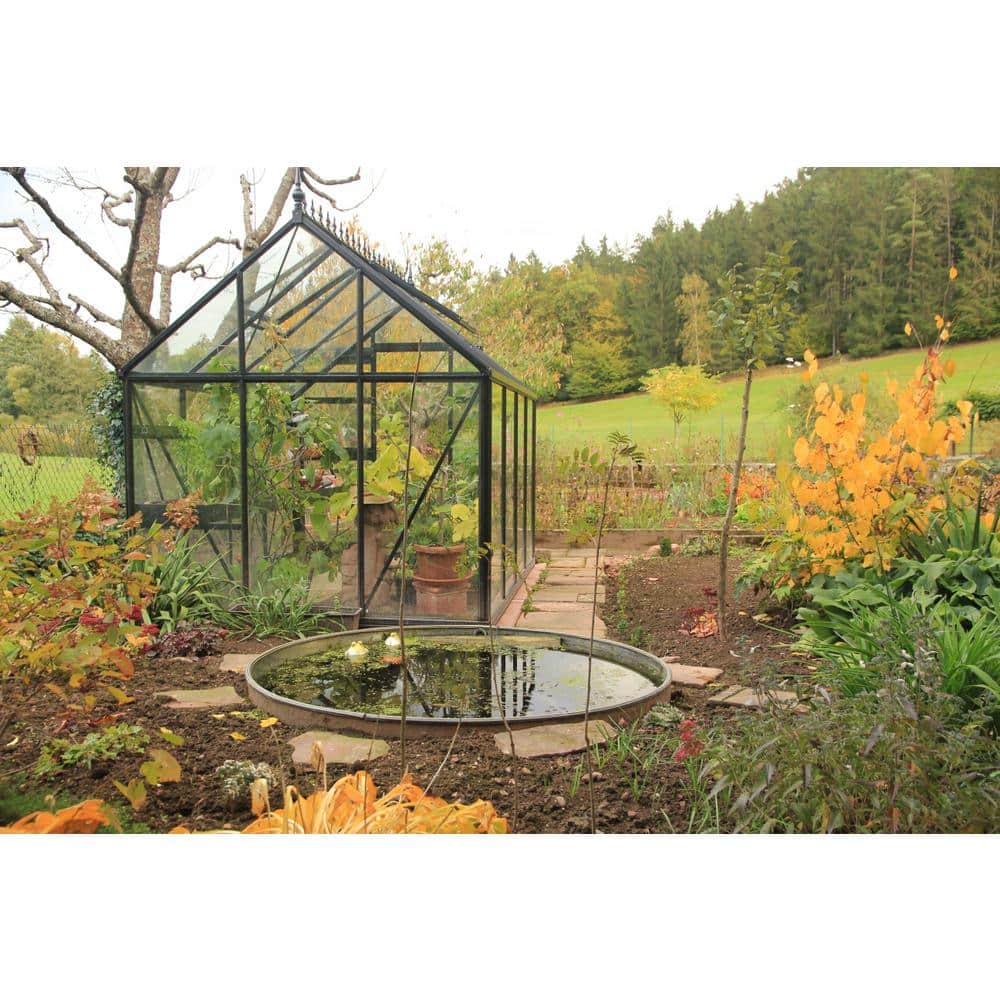 Junior Victorian Black Aluminum and Glass Walk-In Greenhouse