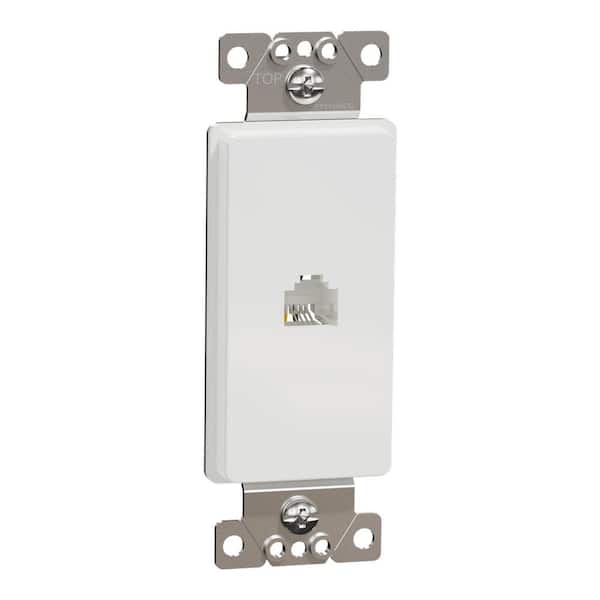 X Series 1-Gang Ethernet Datacom RJ11 4 Conductor Telephone Phone Jack Cable Metal Wall Plate Matte White