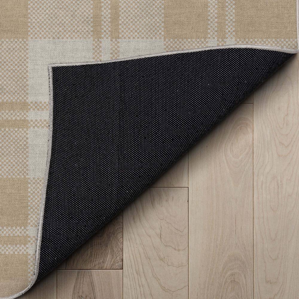Apollo Beige Brown Plaid Flatwoven Synthetic 3'3" x 5' Area Rug