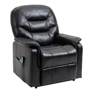 Black Ergonomic Faux Leather Power Lift Recliner Chair Side Pocket and Remote Control