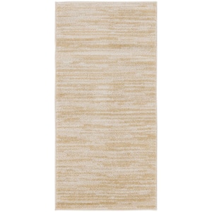 Essentials doormat 2 ft. x 4 ft. Ivory Gold Abstract Contemporary Indoor/Outdoor Area Rug