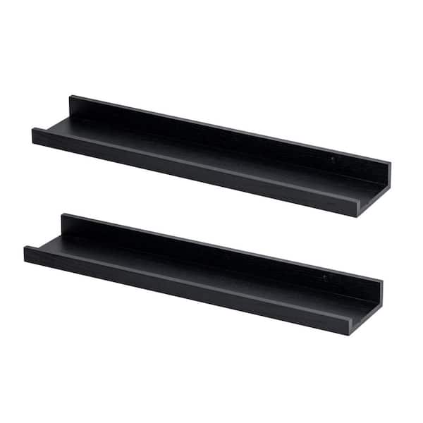 Unbranded 24 in. W x 4.7 in. D Black Decorative Wall Shelf (Set of 2)