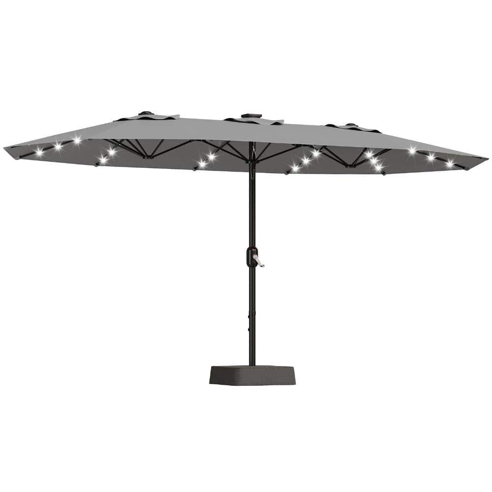 homfan 15FT Double Sided Patio Umbrella with Solar LED Lights and