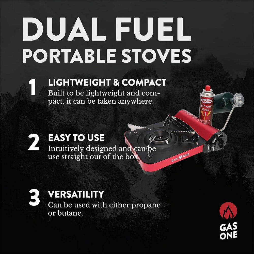 Red Portable Single Burner Gas Stove with Piezo Ignition