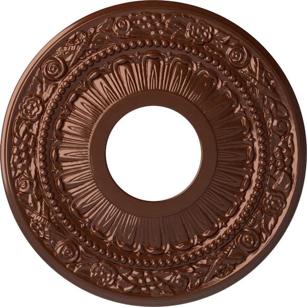 Ekena Millwork 7/8 in. x 12-1/8 in. x 12-1/8 in. Polyurethane Nadia Ceiling Medallion, Copper Penny