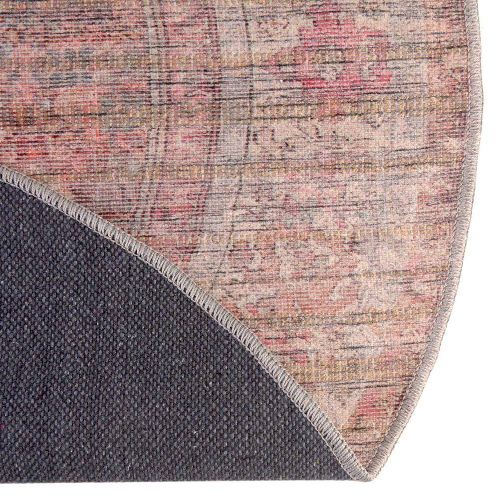 Rustic Charm Rust Red and Brown Round Synthetic Rug