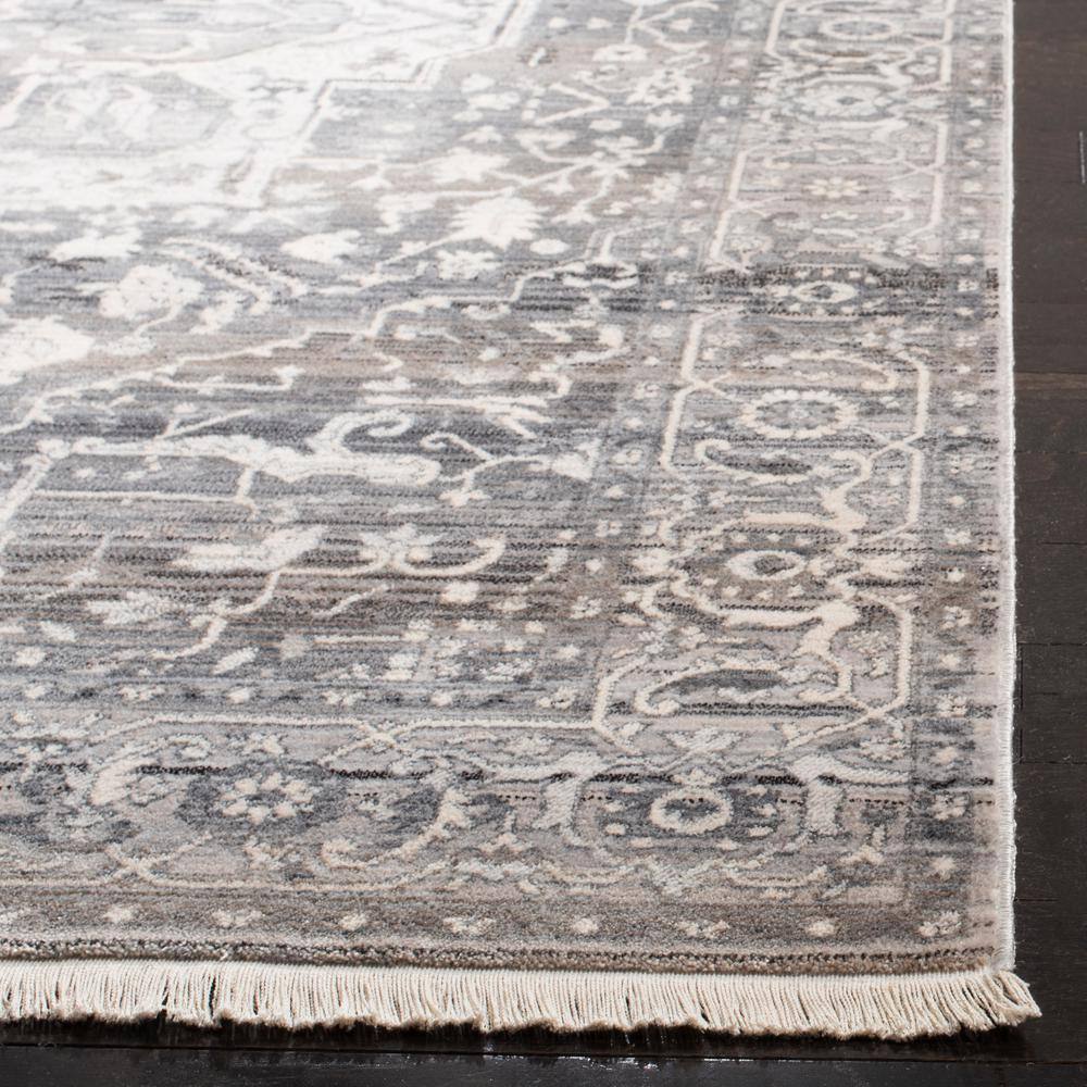 Grey Charcoal Synthetic Hand-Knotted 4' x 6' Area Rug