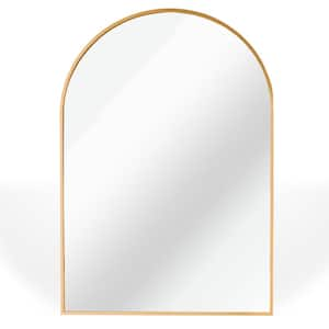 20 in. W x 30 in. H Arched Framed Wall Mount Bathroom Vanity Mirror in Gold