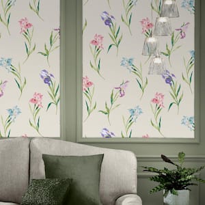 Hawling Irises Soft Natural Beige Wallpaper Sample