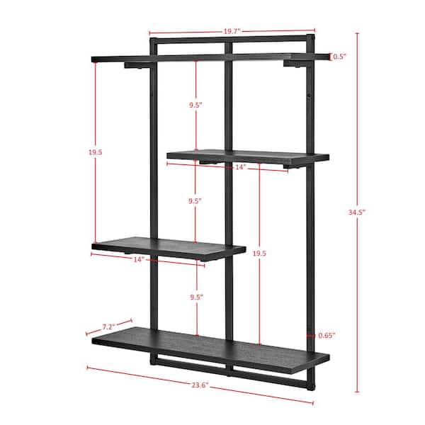 DANYA B Rhodes 34.5 in. 4-Tier Windowsill Wall Shelf with Black