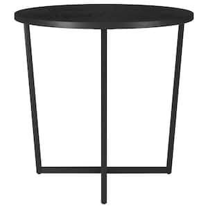Pivetta 22 in. Blackened Bronze/Black Grain Round Side Table with MDF Top