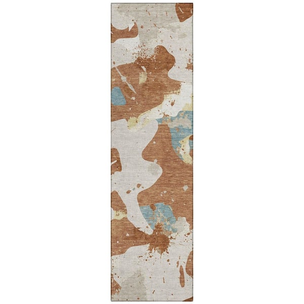 Chantille Machine Washable Indoor/Outdoor Abstract ACN3058 Rust 2 ft. x 7 ft. Runner Rug