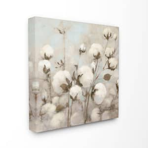 30 in. x 30 in. "Beautiful Cotton Flower Neutral Brown Painting" by Julia Purinton Canvas Wall Art