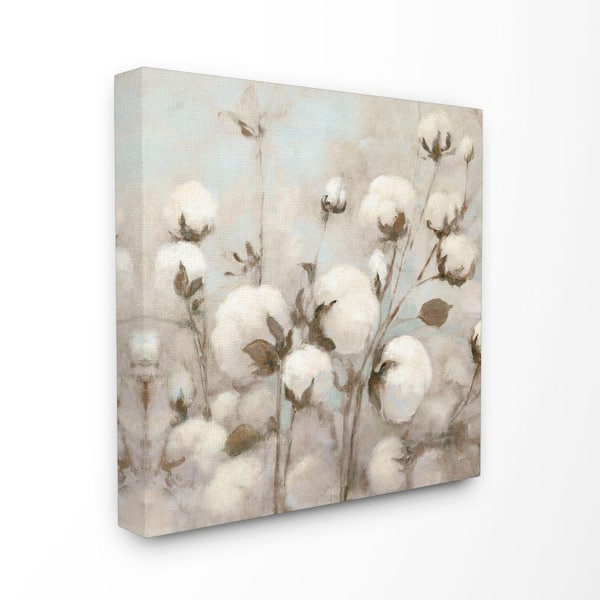 24 in. x 24 in. "Beautiful Cotton Flower Neutral Brown Painting" by Julia Purinton Canvas Wall Art