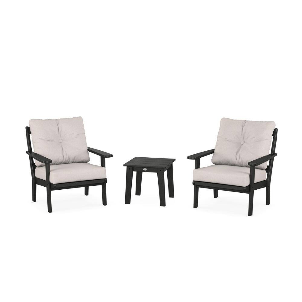 Mission 3-Pcs Plastic Patio Conversation Set in Black/Dune Burlap Cushions price history on PriceWatchPro