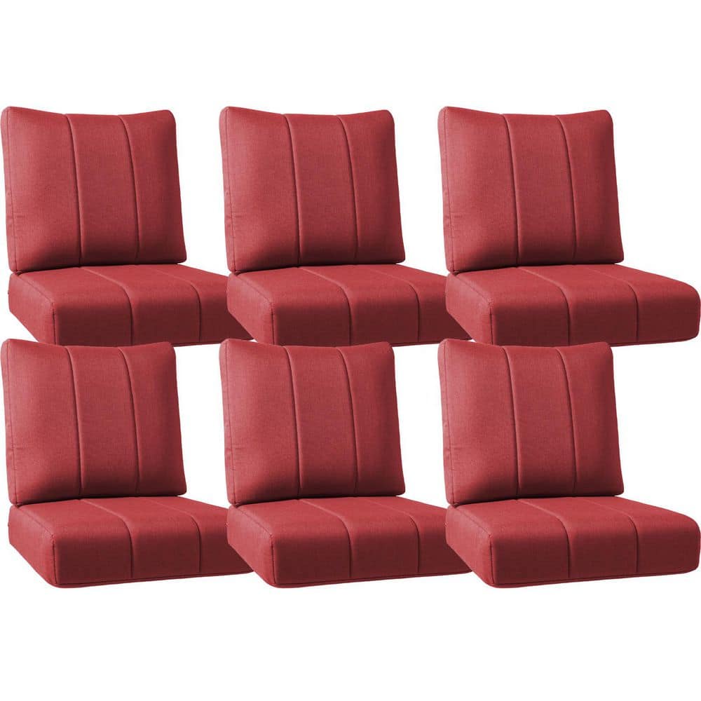Ivora 24 in. W x 24 in. D x 6 in. T 12-Piece Water, Fade Resistant Outdoor Lounge Chair Replacement Cushion Set in Red price history on PriceWatchPro