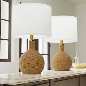 Heideman 22 in. H Natural Color Indoor Rattan Table Lamp Set and (Set of 2)