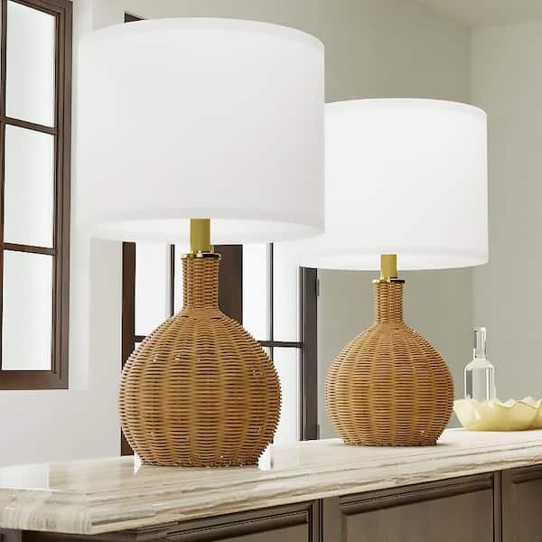 Heideman 22 in. H Natural Color Indoor Rattan Table Lamp Set and (Set of 2)