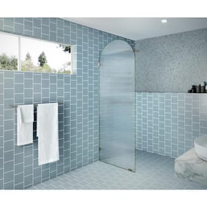 Maven 30 in. W x 86.75 in. H x 375 in. D Frameless Shower Door - Arched Fluted Single Fixed Panel