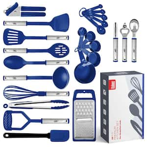 Blue Nylon and Stainless Steel Utensils (Set of 24)