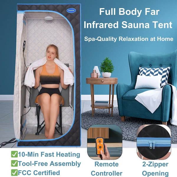 RKZHOPT 1-Person Portable Infrared Sauna Tent with Infrared Panels