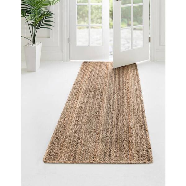 Braided Jute Dhaka Natural 2' 7 x 16' 5 Area Rug