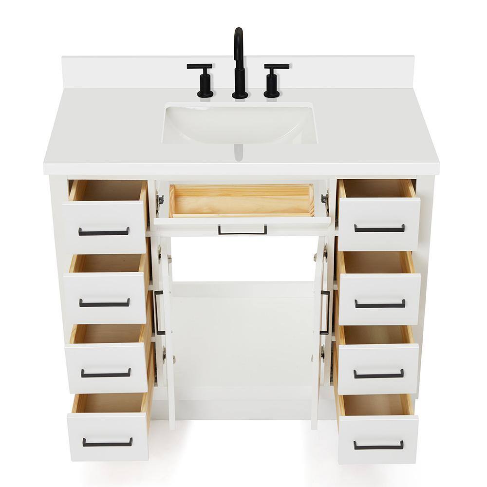 Hepburn 43" White Hardwood Freestanding Single Vanity Set