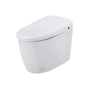 Elongated Smart Bidet Toilet 1.28 GPF in White with Soft Close, Auto Flush, Warm Air Dryer