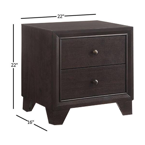 Acme Furniture Madison 2-Drawer Espresso Nightstand 22 in. x 16 in