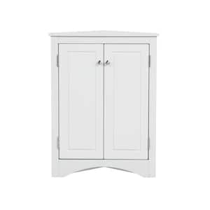 17.2 in. W x 17.2 in. D x 31.5 in. H White Triangle Linen Cabinet with Adjustable Shelves, Corner Cabinet for Kitchen