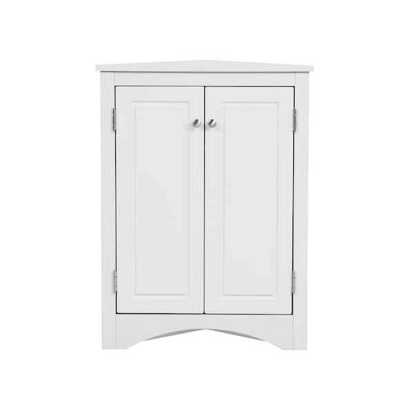 Unbranded 17.2 in. W x 17.2 in. D x 31.5 in. H White Triangle Linen Cabinet with Adjustable Shelves, Corner Cabinet for Kitchen