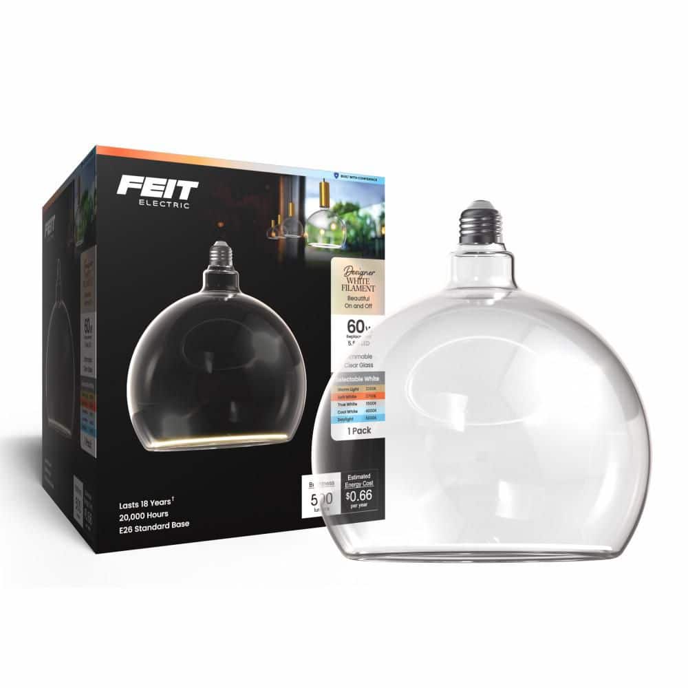 60-Watt Equivalent Specialty Code Round Dim Oversized Clear Glass E26 Medium Base LED Light Bulb Selectable White 1-Pack price history on PriceWatchPro