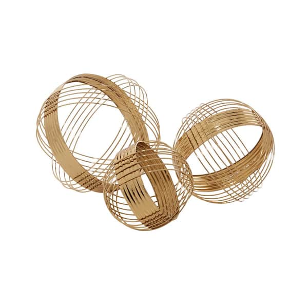 CosmoLiving by Cosmopolitan Gold Metal Geometric Sculpture (Set of 3)