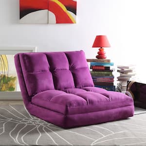 Microsuede Purple Flip Floor Chair Convertible Lounger/Sleeper