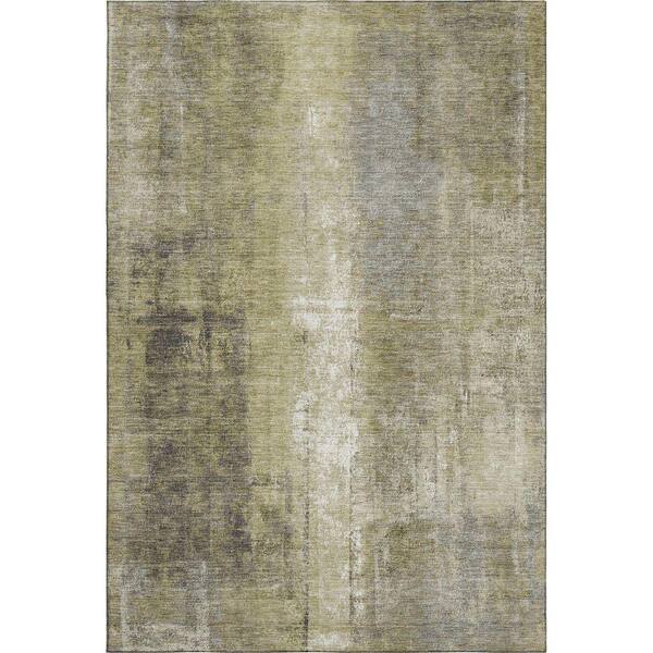Mayfield Premium Machine Washable Abstract AMF1980 Gold 8 ft. x 10 ft. Area Rug