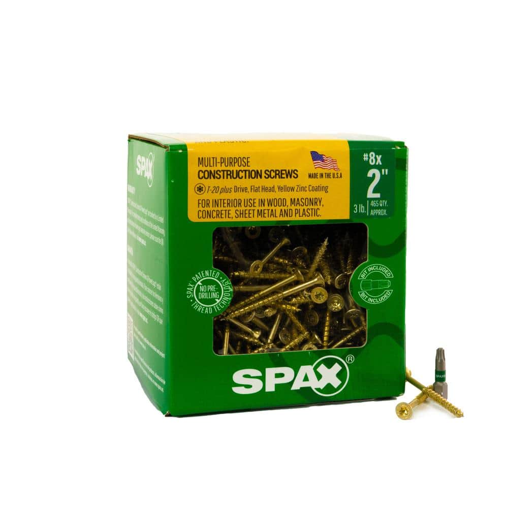 SPAX 8 x 2 in. TStar Plus Flat Head Yellow Zinc MultiMaterial Screw 465Count 41910204005045