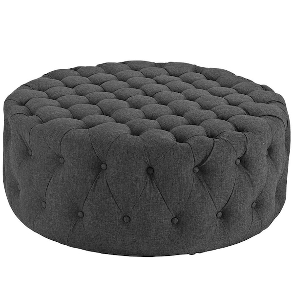 MODWAY Gray Amour Upholstered Fabric Ottoman