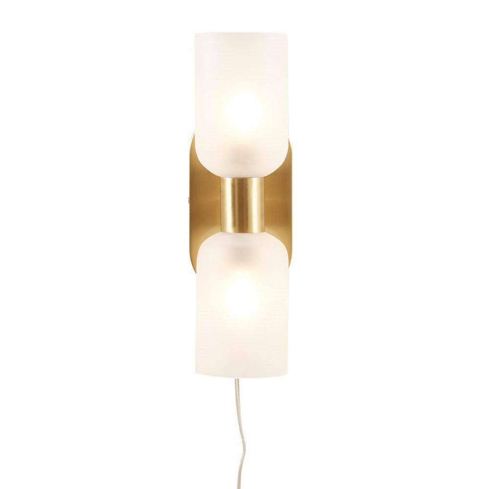 Gold Frosted Glass Double Tube Wall Sconce
