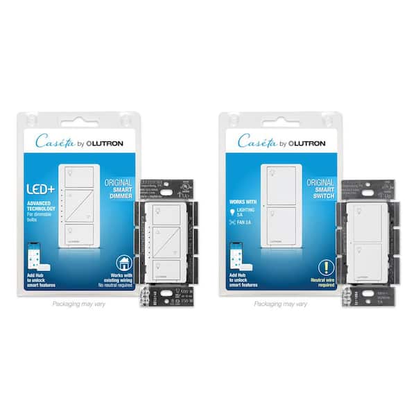 Caseta Smart Dimmer Switch and 5A Smart Switch, Neutral Wire Required, White (PD-6WCLANS-WH-R)