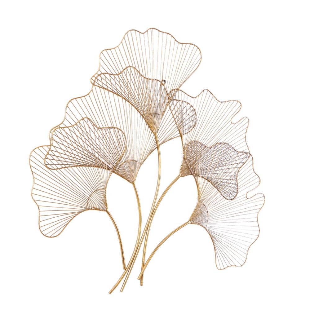 Elegant Gold Gingko Leaf Cluster Wall Sculpture, 38" x 34"