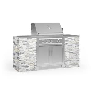 Signature Series 72.16 in. x 25.5 in. x 36 in. Liquid Propane Outdoor Kitchen 6-Piece SS Cabinet Set with Grill