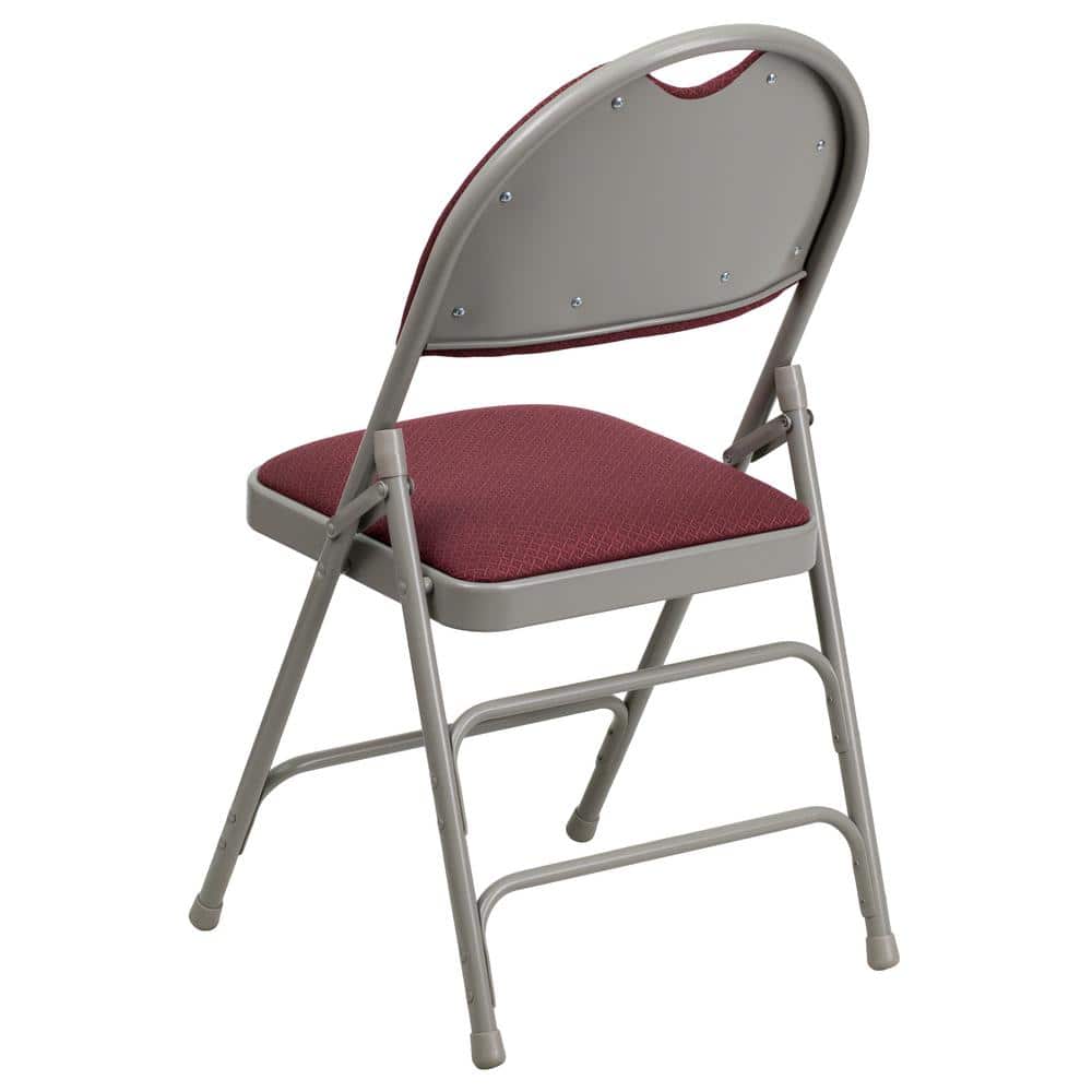 Burgundy Fabric High Back Armless Metal Folding Chair