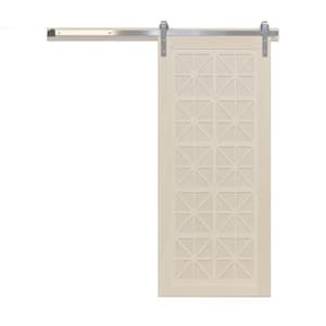 30 in. x 84 in. Lucy in the Sky Parchment Wood Sliding Barn Door with Hardware Kit in Stainless Steel