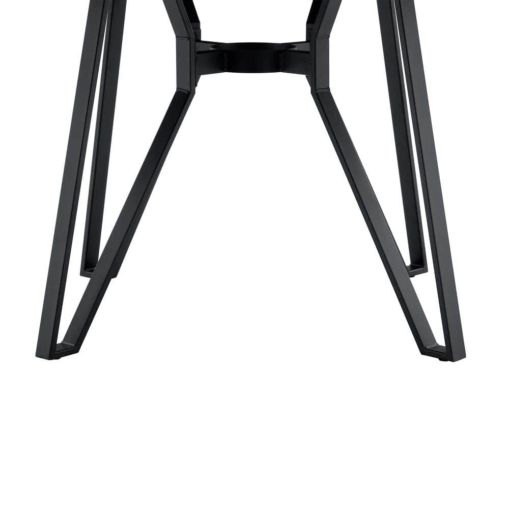 Brown Wood Round Dining Table with Metal Hairpin Legs
