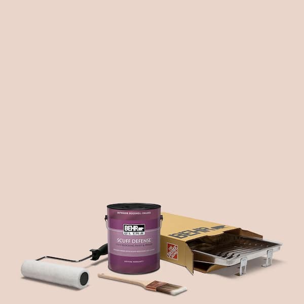 BEHR 1 gal. #S190-1 Seaside Villa Extra Durable Eggshell Enamel Interior Paint and 5-Piece Wooster Set All-in-One Project Kit